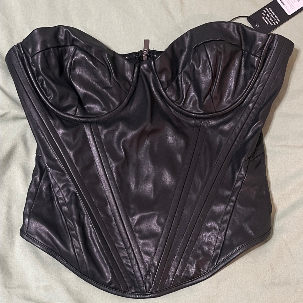 Fashion Nova Black Faux Leather Top